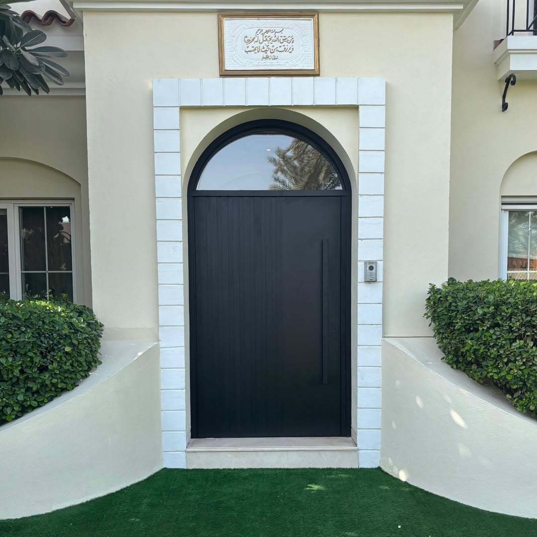 Modern architectural automatic sliding glass doors with smart sensors