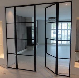 Modern Indoor Steel French Casement Swing Glass Door Internal Wall Divider