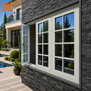 European Modern Exterior Double Glass White Vinyl Commercial French Window Villas Magnetic Screen Pvc Casement windows