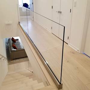 Face Mounted Indoor Stair Railings / Handrails Hotel Frameless Glass Balustrade