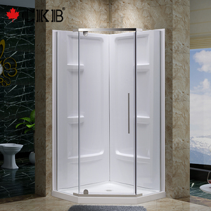 CKB Modern Straight Freestanding Tempered Glass Neo Angle Semi-Frameless Pivot Aluminum Enclosure