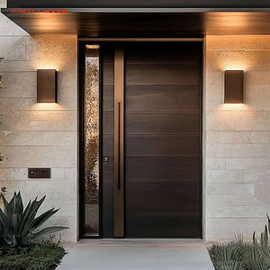 36x80 Modern Automatic Black Walnut Single Pivot Door for Commercial Exterior Entry