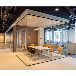 Clear Single Glazed Frameless Office Glass Partition