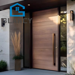 Modern Pivot Large 3 Point Lock Smart Steel Chines Anti-Theft Villa Wood Entry Hotel High Quality Water Resistant Security Door
