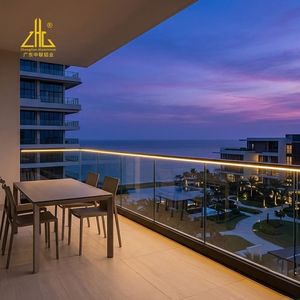 Apartment Balcony Glass Railing Warm White Aluminum Floor Channel U Channel Base Shoe Frameless Glass Fence 10mm