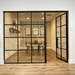 Customized Metal Framed French Wrought Iron Glass Door