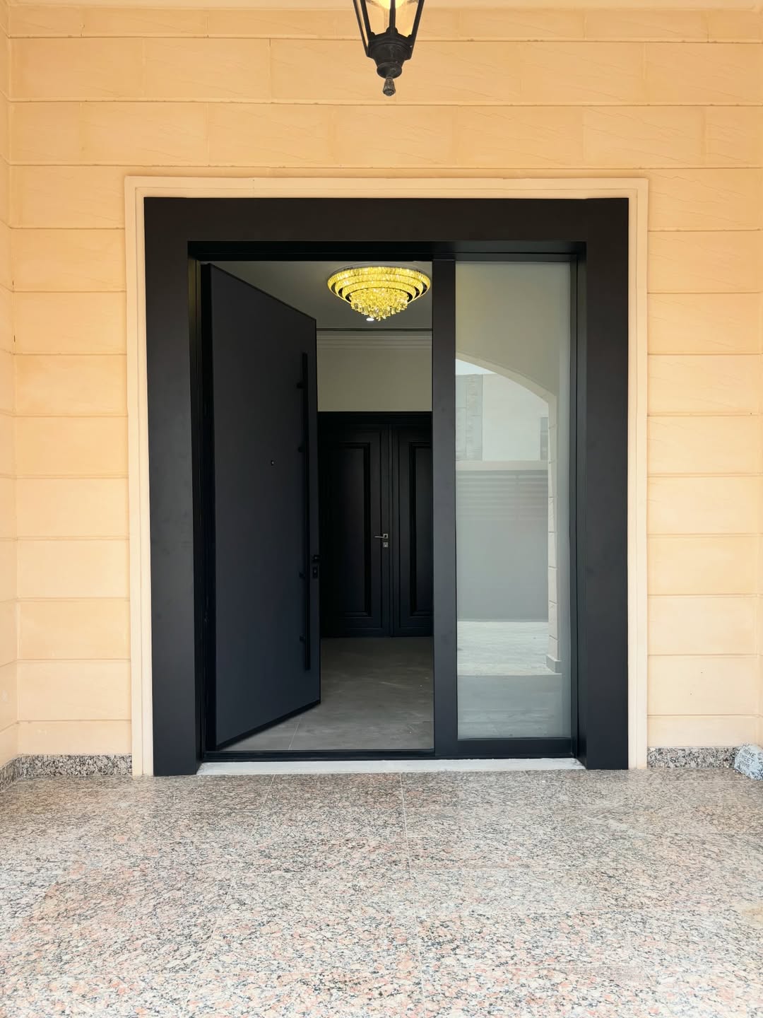 Automated commercial entrance shopfront system with sensor glass doors