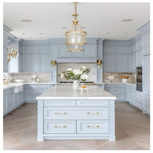 Modern Design Luxury Solid Wood Wooden Kitchen Furniture Cabinets With Light Color