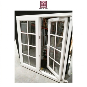 Modern Grid Design Upvc Casement Window Sound Insulation Tempered Glass Louver Curtains Vinyl windows For Villas