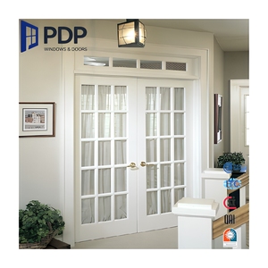 Factory Custom French Double Door Aluminum Decorative Grill Tempered Glass Villa