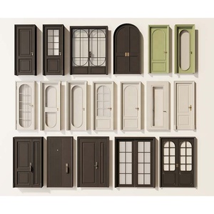 Luxury Modern Aluminum Black Handle Lock Fireproof Interior Glass Swing Soundproof French Indoor Door