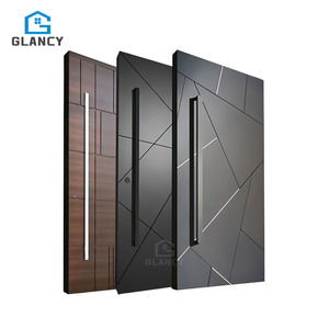 Security House Main Front Cheaper For Home Exterior Entrance Entry Main Black Steel Aluminium Pivot Doors
