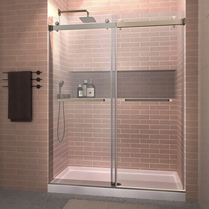 Factory Direct Sale Custom Bypass Frameless Shower Cabin Double Sliding Glass Door