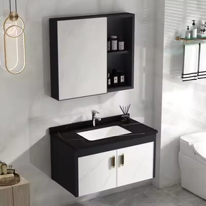 Hotel Furniture Bathroom Vanity Sink Aluminium Cabinet Sintered Stone Wash Basin Modern Bathroom Cabinet with Mirror